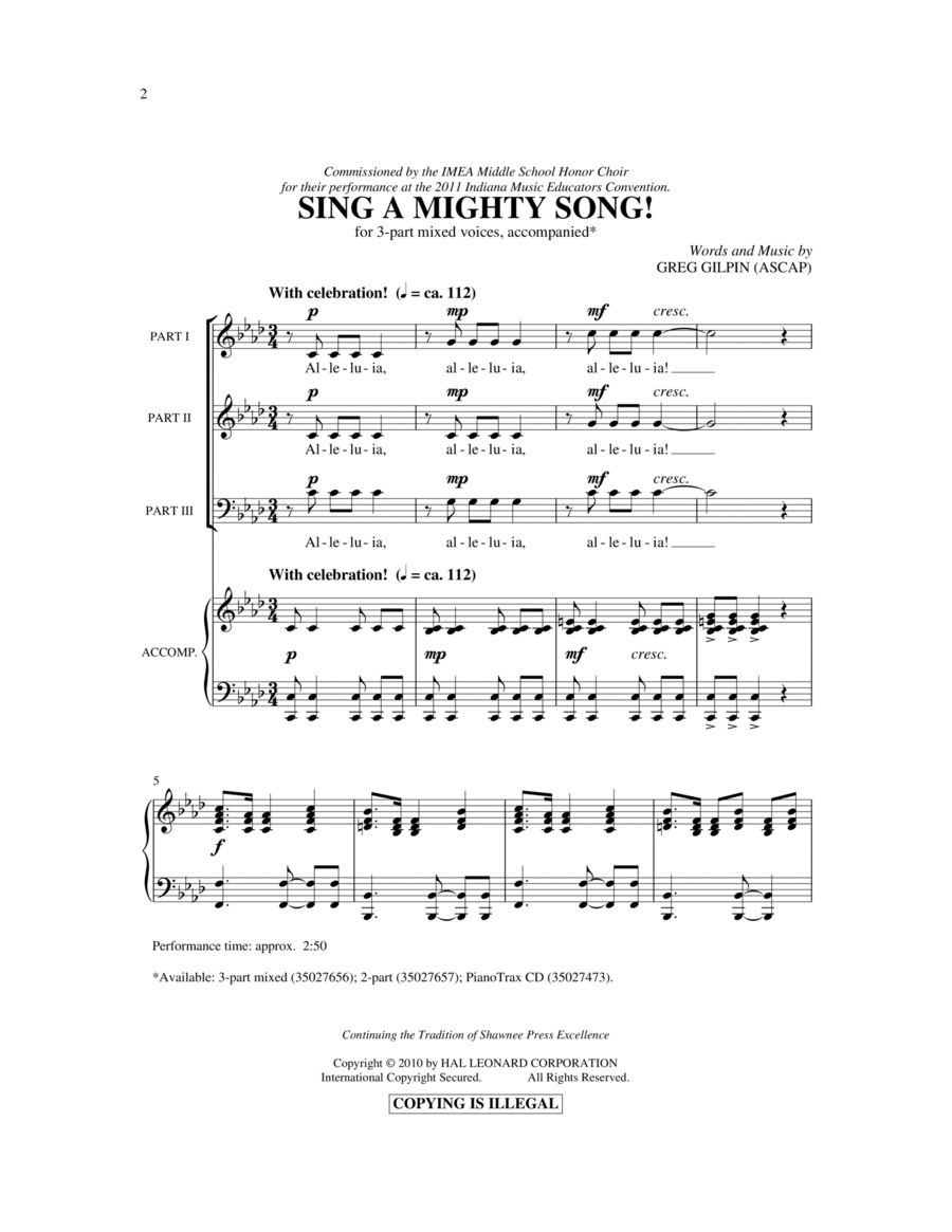 Sing A Mighty Song! 3-Part scores gallery preview page 1