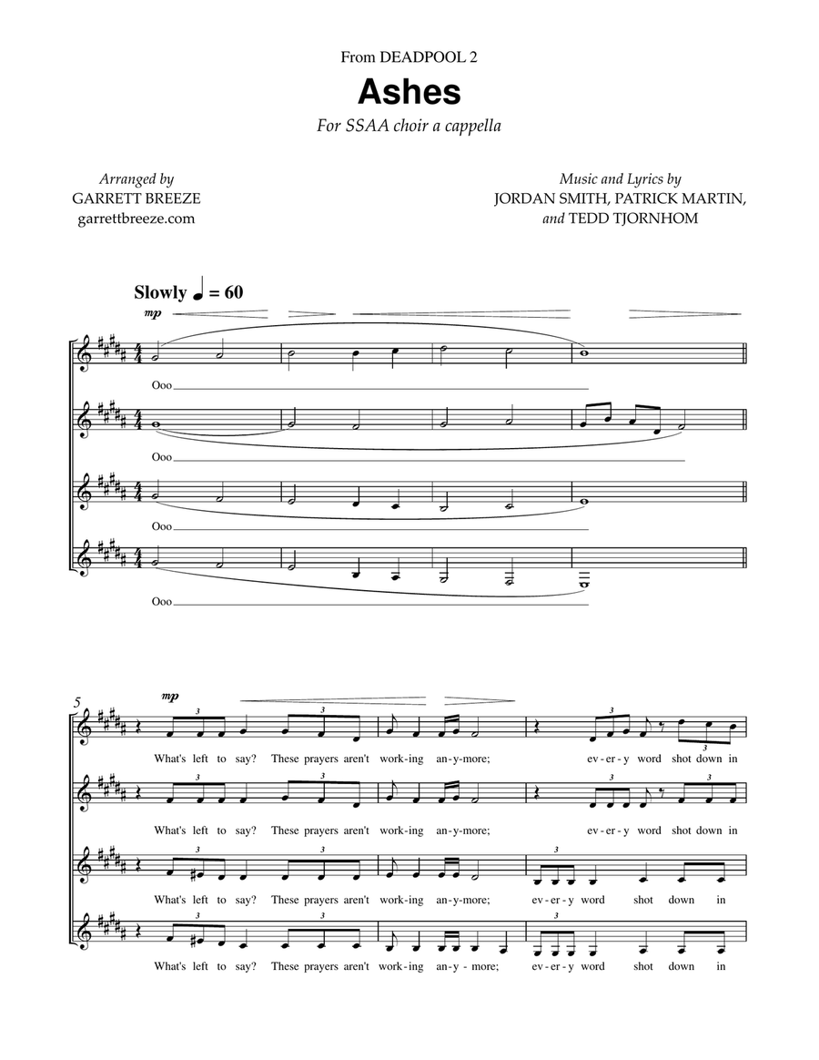 Ashes by Celine Dion SSA Digital Sheet Music Sheet Music Plus