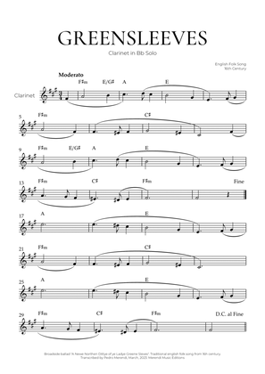 Greensleeves (Clarinet Solo) - English Folk Song