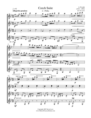 Czech Suite - ii - Polka (Guitar Quartet) - Score and Parts