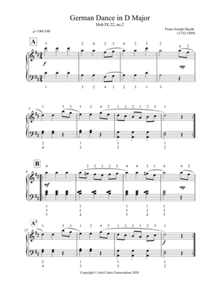 German Dance in D Major - Franz Joseph Haydn (Piano Transcription)