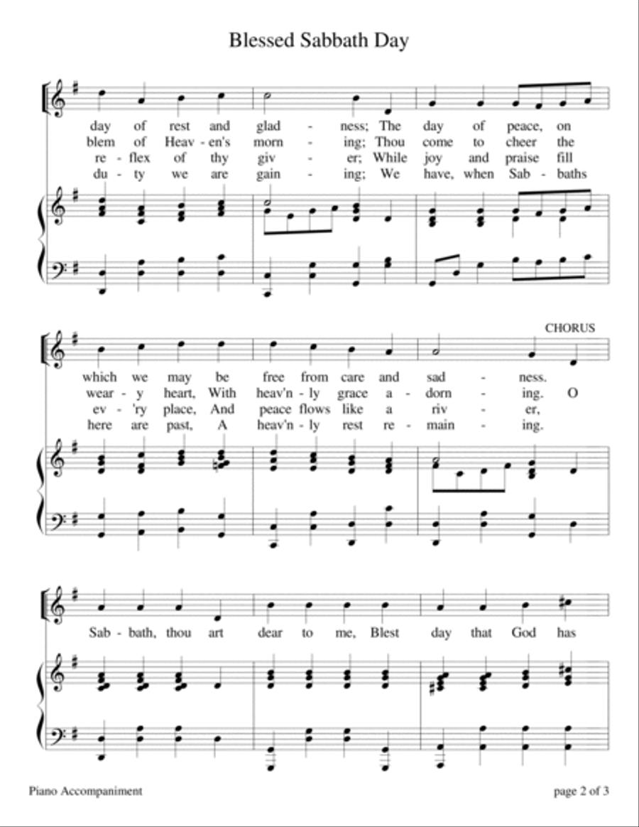 Sabbath Celebration (a collection of 20 hymns and choruses) Voice scores gallery preview page 5