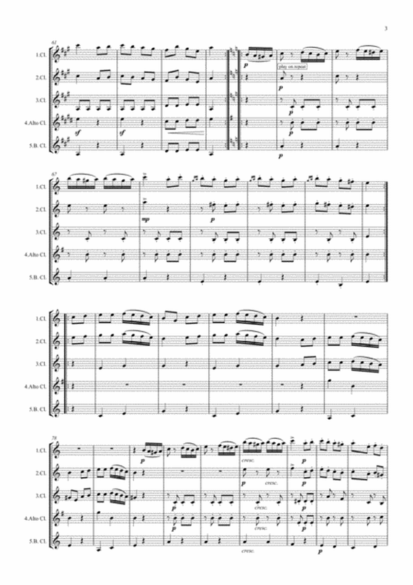 Mozart: Piano Sonata No.11 in A K331. Mvt. III Rondo Alla Turca (Turkish March) - clarinet quintet image number null