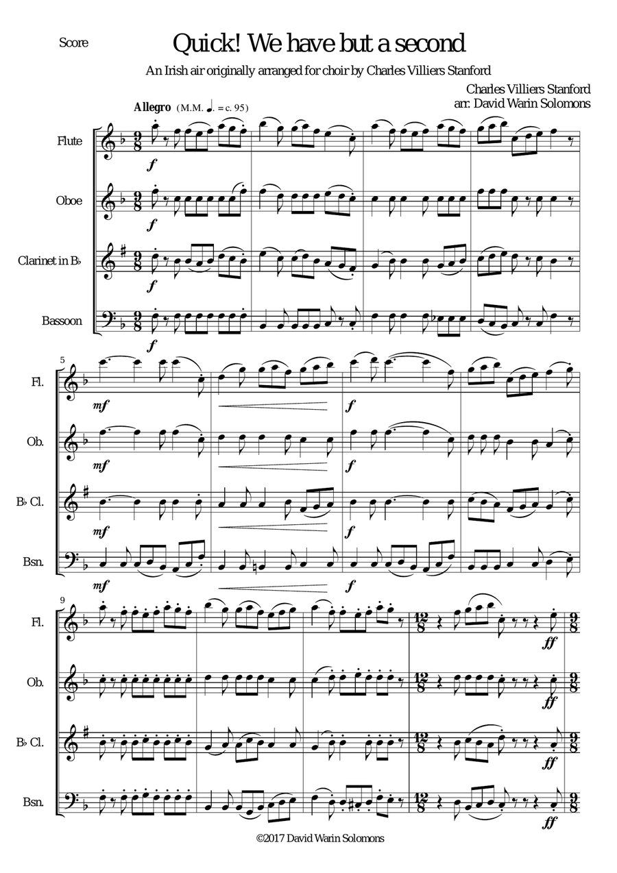 Quick we have but a second for woodwind quartet Woodwind Quartet scores gallery preview page 1