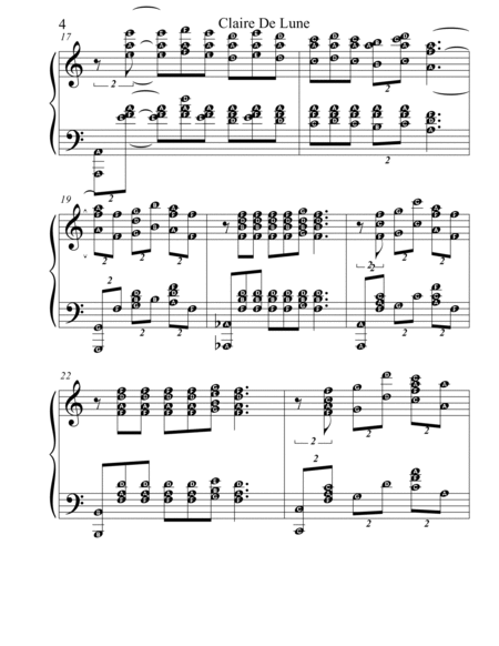 Claire De Lune in C Major by Debussy Its Easy to Play Series for advanced pianist image number null
