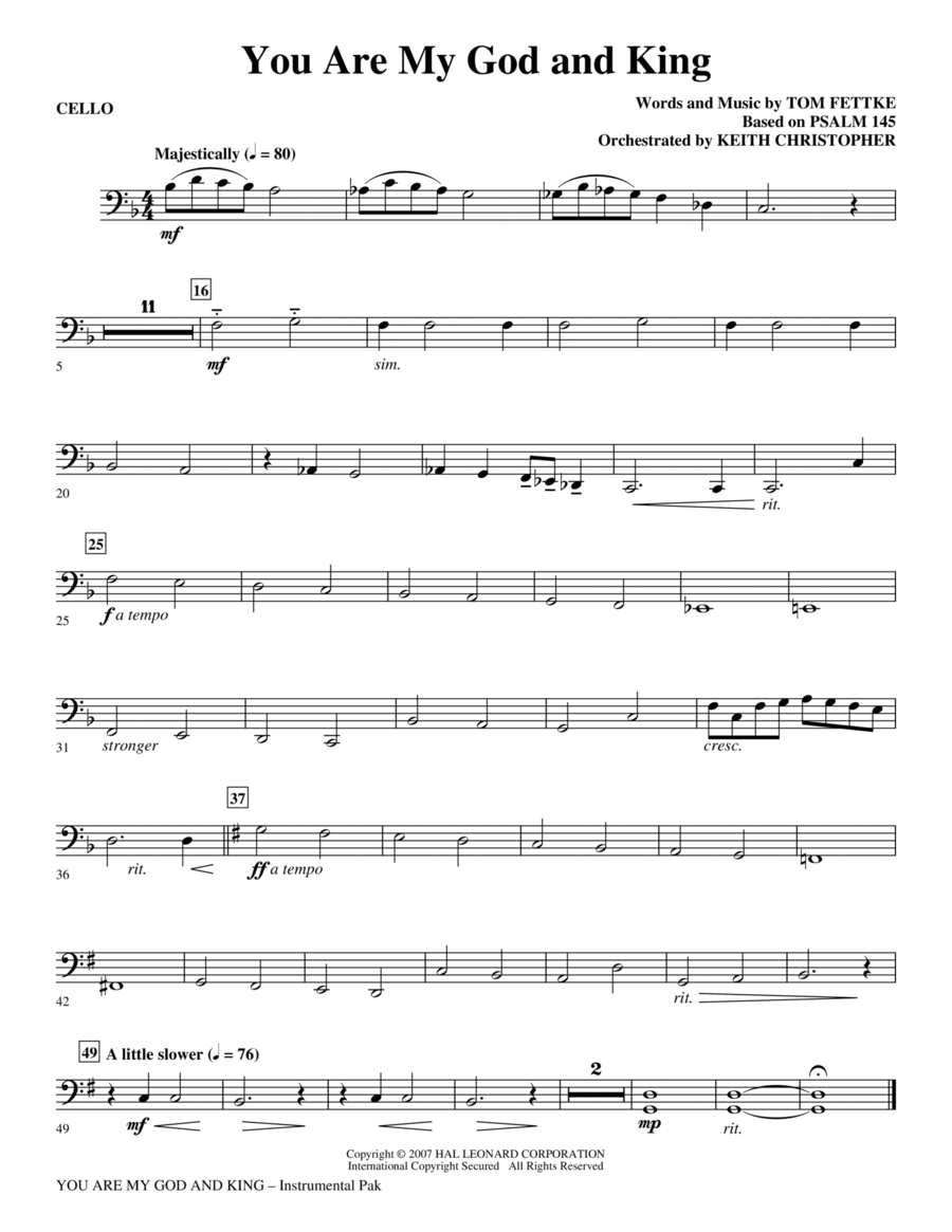 Book cover for You Are My God And King - Cello