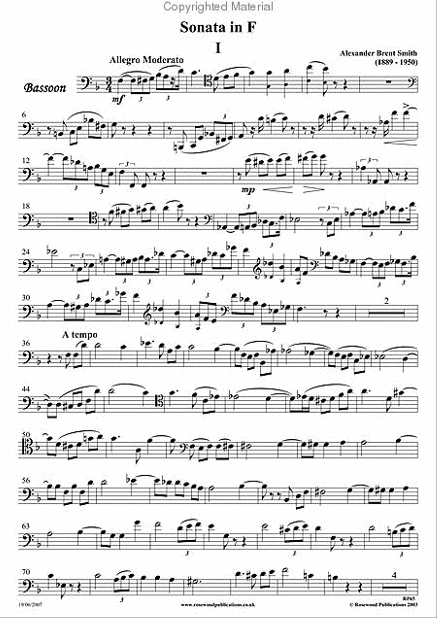 Sonata in F Bassoon Solo scores gallery preview page 3