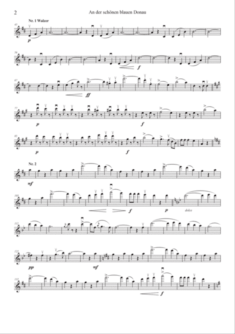 Blue Danube Waltz for String Quartet, A4 print and iPad layout String Quartet scores gallery preview page 2