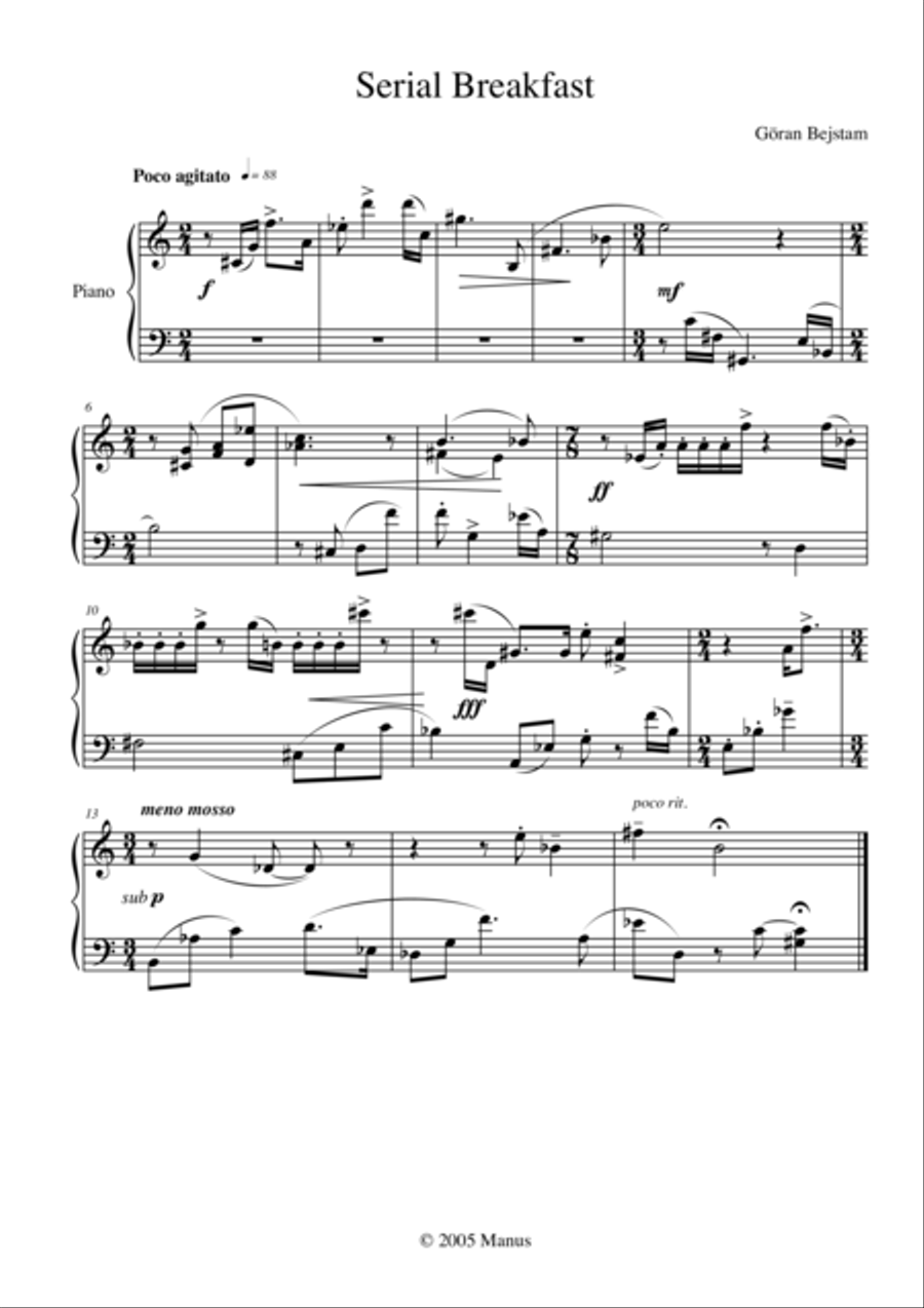 Serial Breakfast Serial Breakfast Piano Solo scores gallery preview page 1
