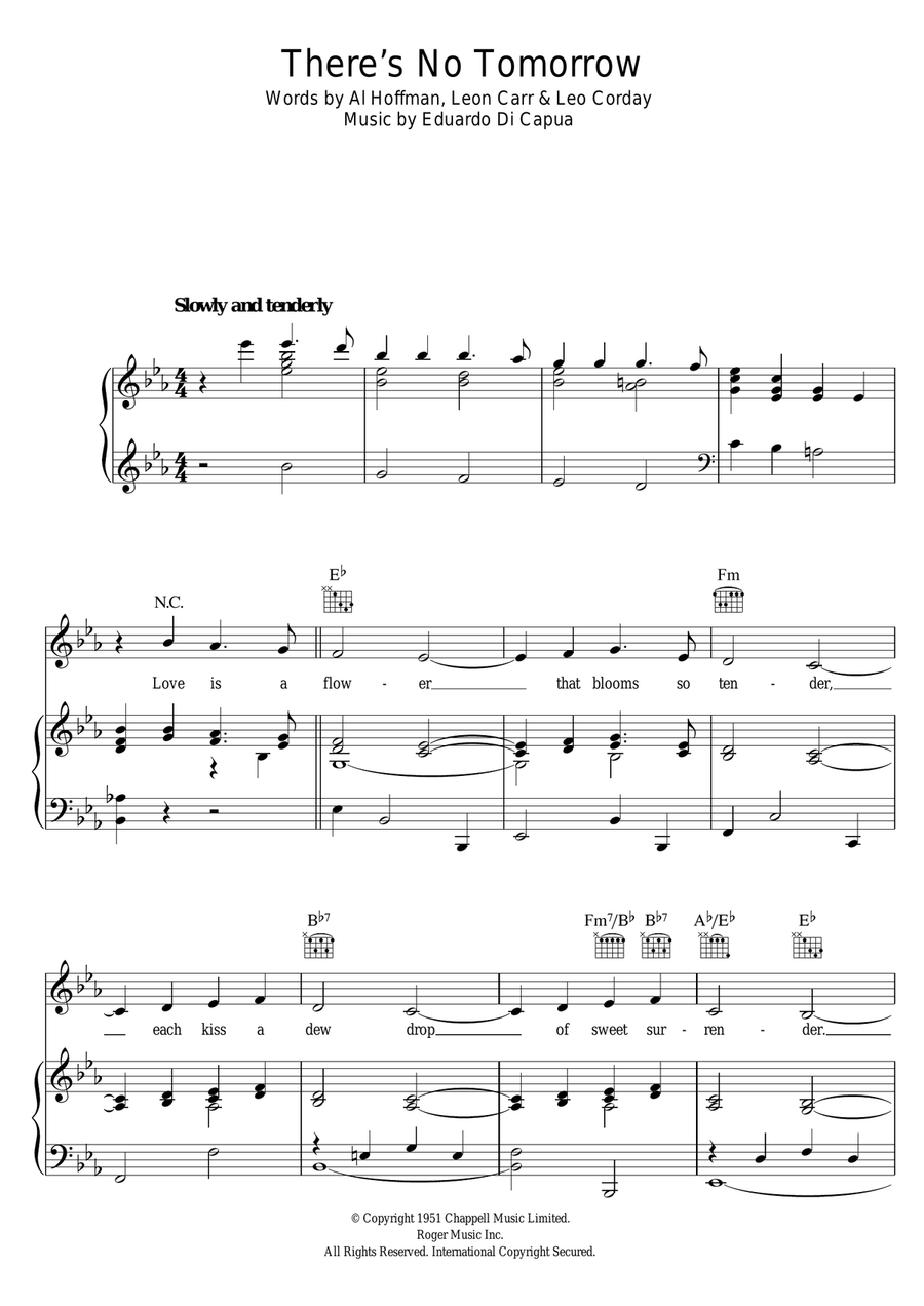 There's No Tomorrow Piano, Vocal, Guitar scores gallery preview page 1