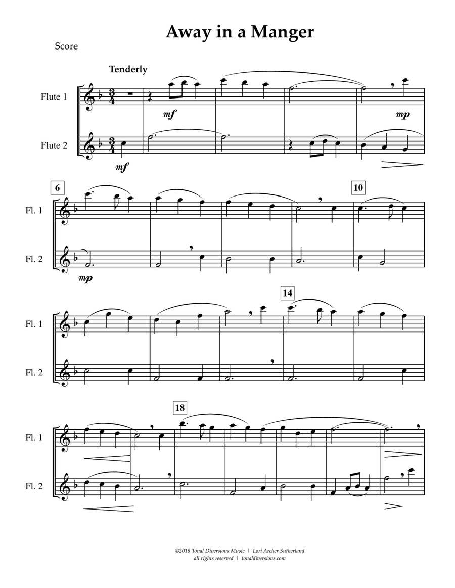 Away in a Manger Flute Duet scores gallery preview page 2