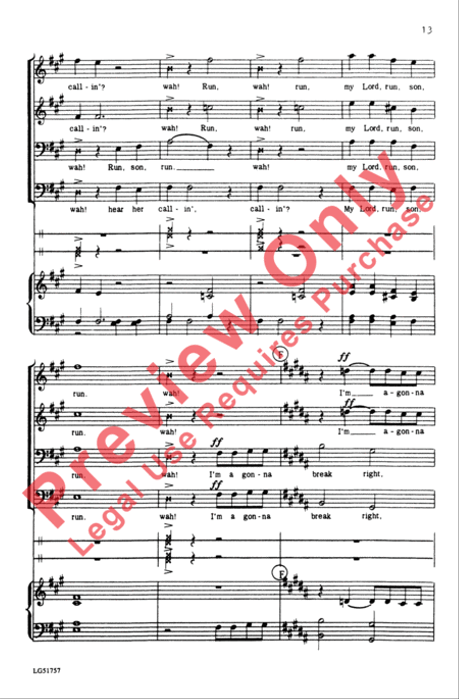 Rainbow 'Round My Shoulder Men's Choir scores gallery preview page 13