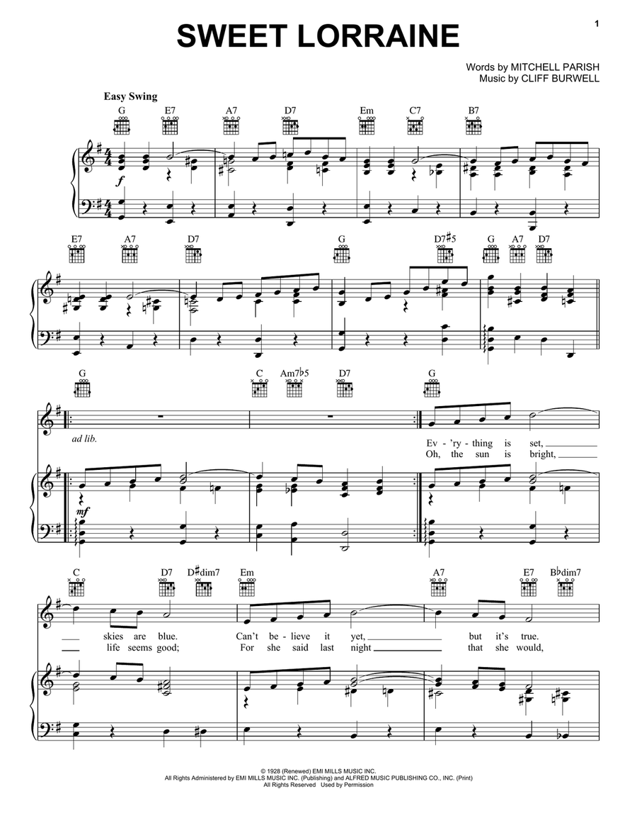 Sweet Lorraine Sweet Lorraine Guitar scores gallery preview page 1