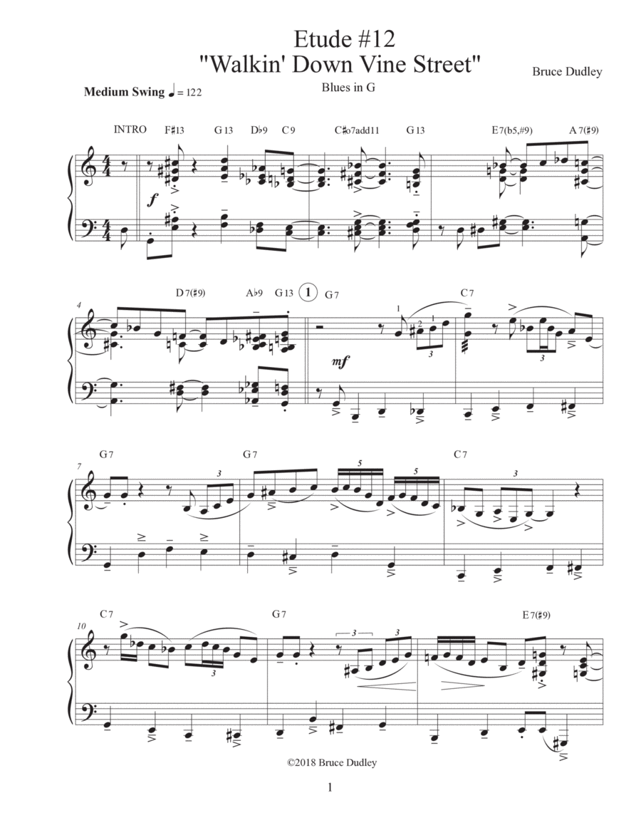 Walkin' Down Vine Street - Etude #12 Piano Method scores gallery preview page 1