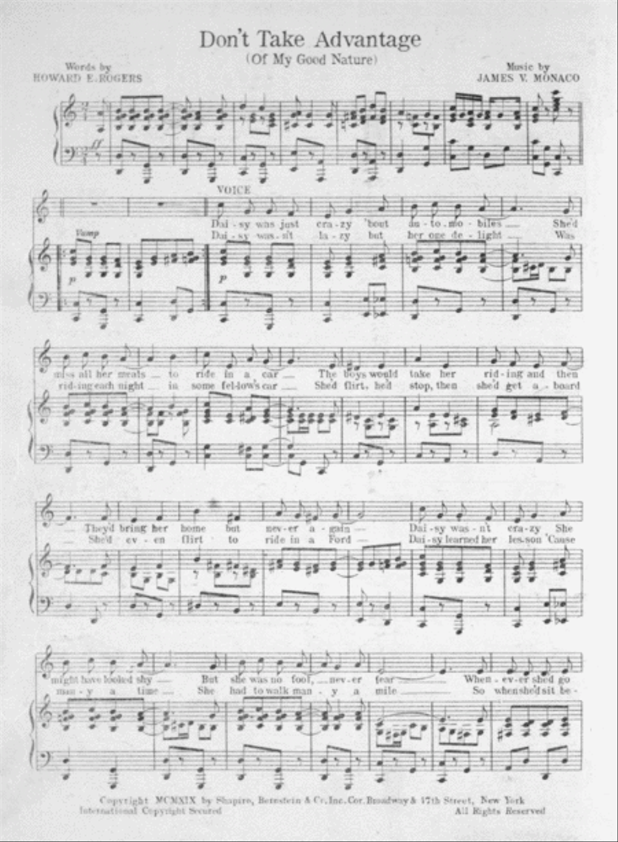 Don't Take Advantage (Of My Good Nature). The Great Automobile Song Voice scores gallery preview page 2