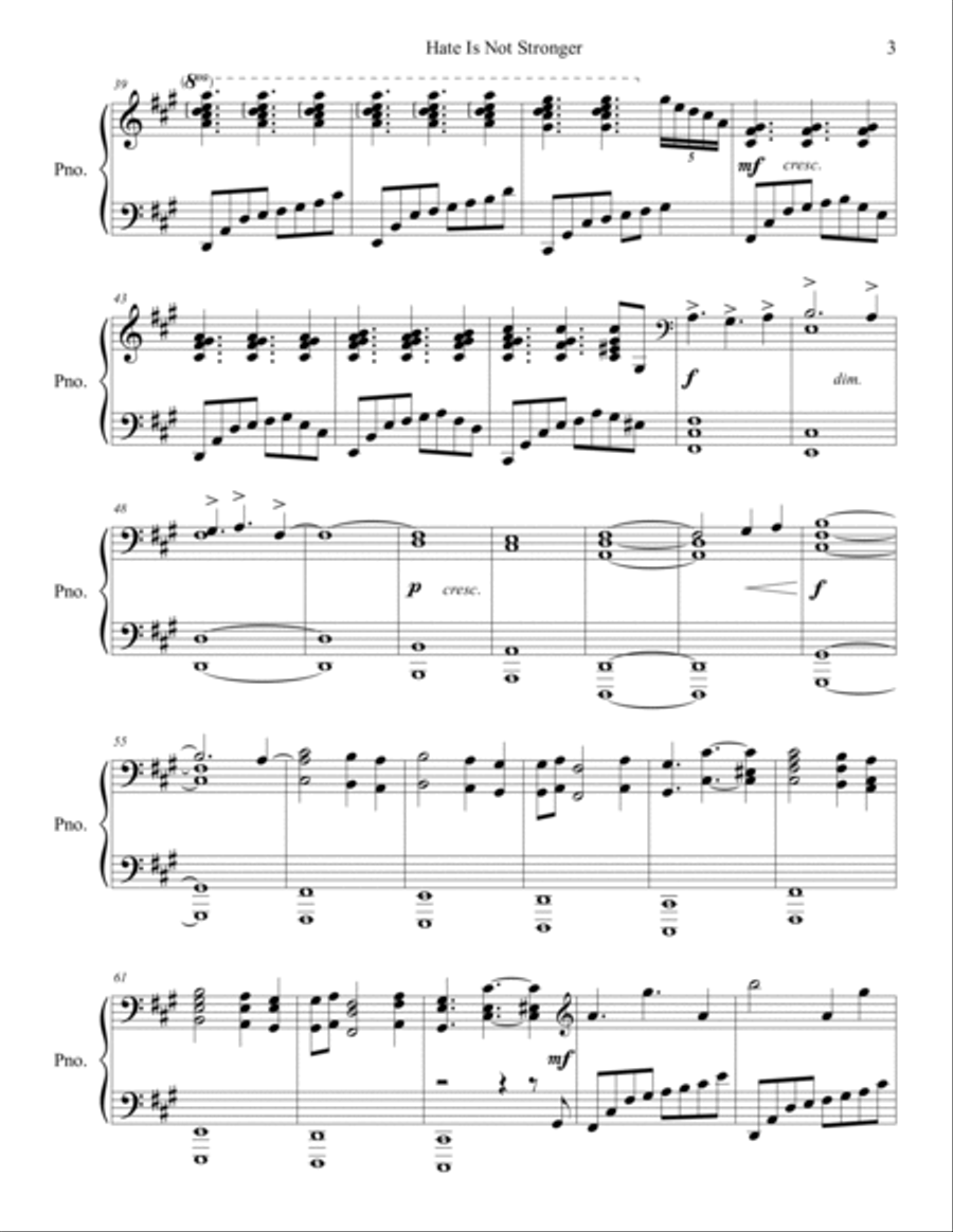 Hate Is Not Stronger Piano Solo scores gallery preview page 3