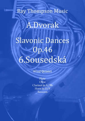 Book cover for Dvorak: Slavonic Dances Op.46 No.6 in D (Sousedská) - wind quintet