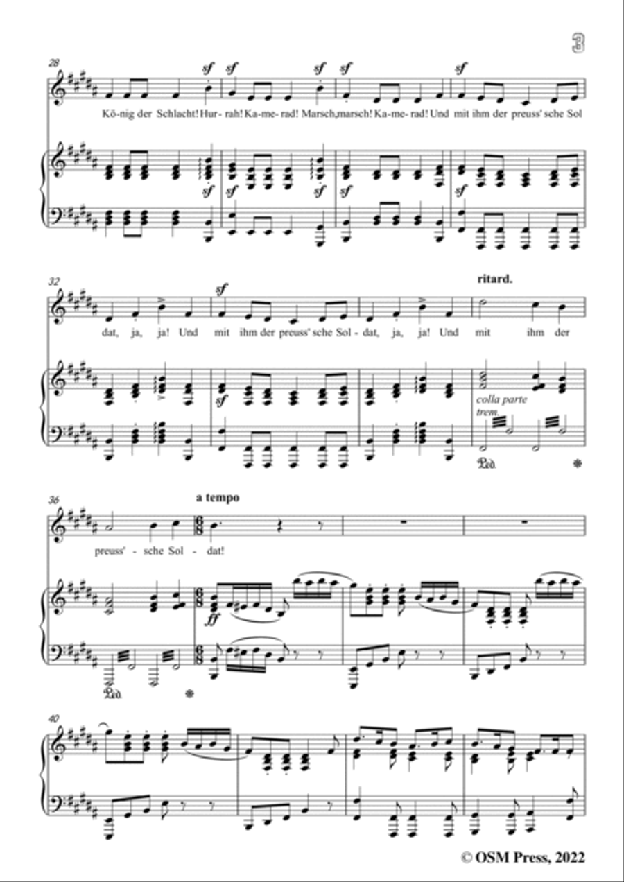 Loewe-Preussisches Hurrahlied,in B Major,for Voice and Piano Voice Solo scores gallery preview page 5