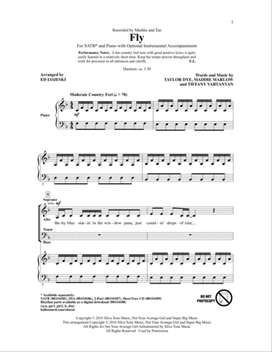 Fly Fly 4-Part scores gallery preview page 1