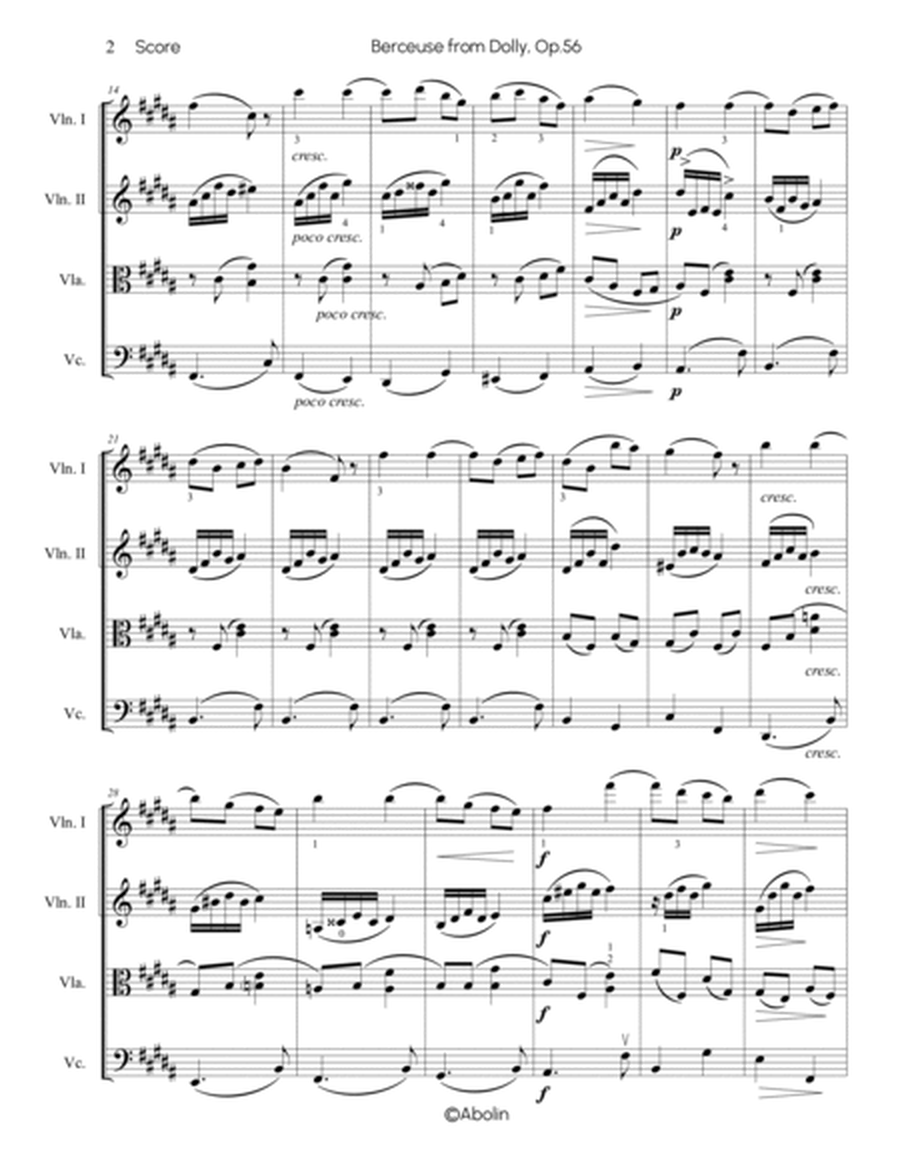 Fauré: Berceuse from Dolly Suite Op.56 - String Quartet image number null