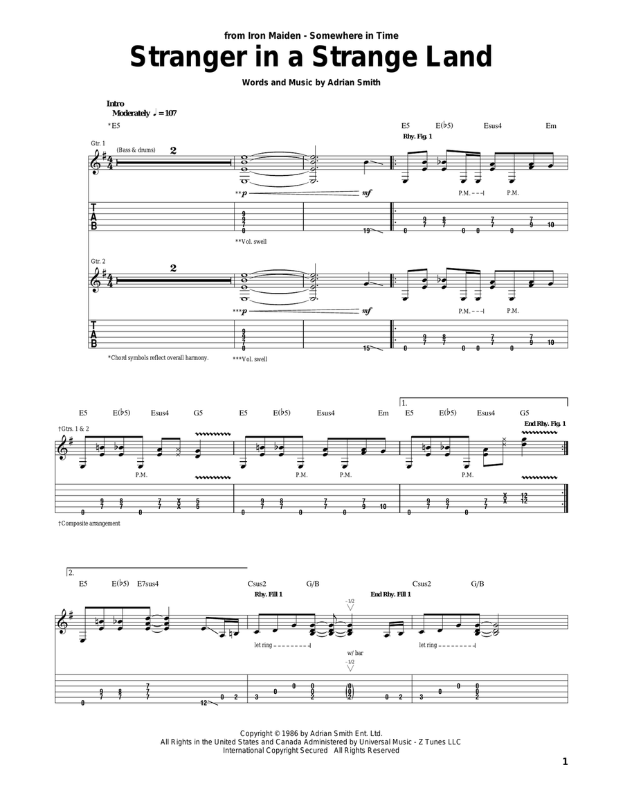 Stranger In A Strange Land Acoustic Guitar scores gallery preview page 1