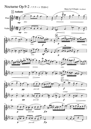 "Nocturne op.9-2" Flute & Violin duet non accom paniment
