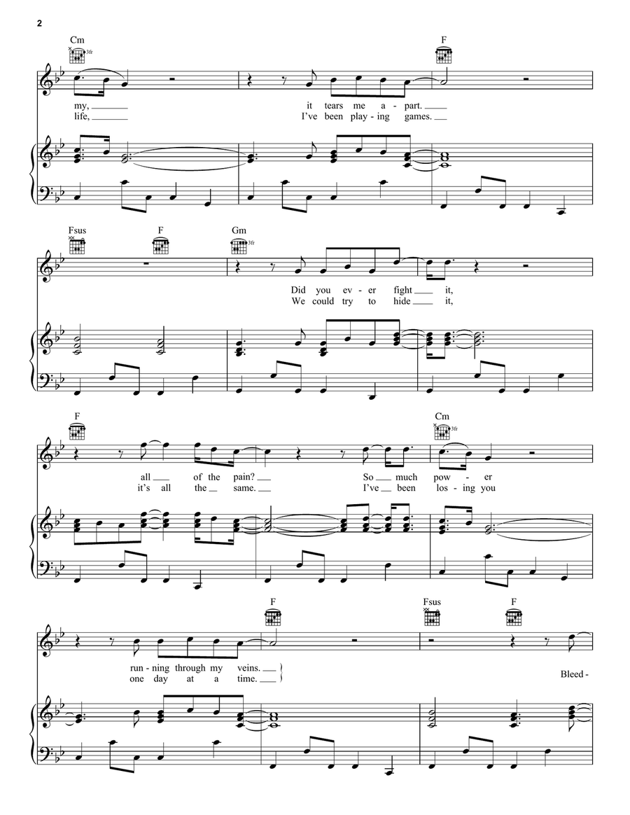 Cold Little Heart (theme from Big Little Lies) Piano, Vocal, Guitar scores gallery preview page 2