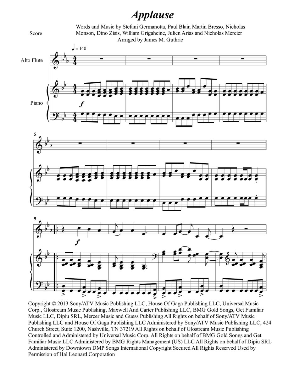 Applause Applause Flute Solo scores gallery preview page 1