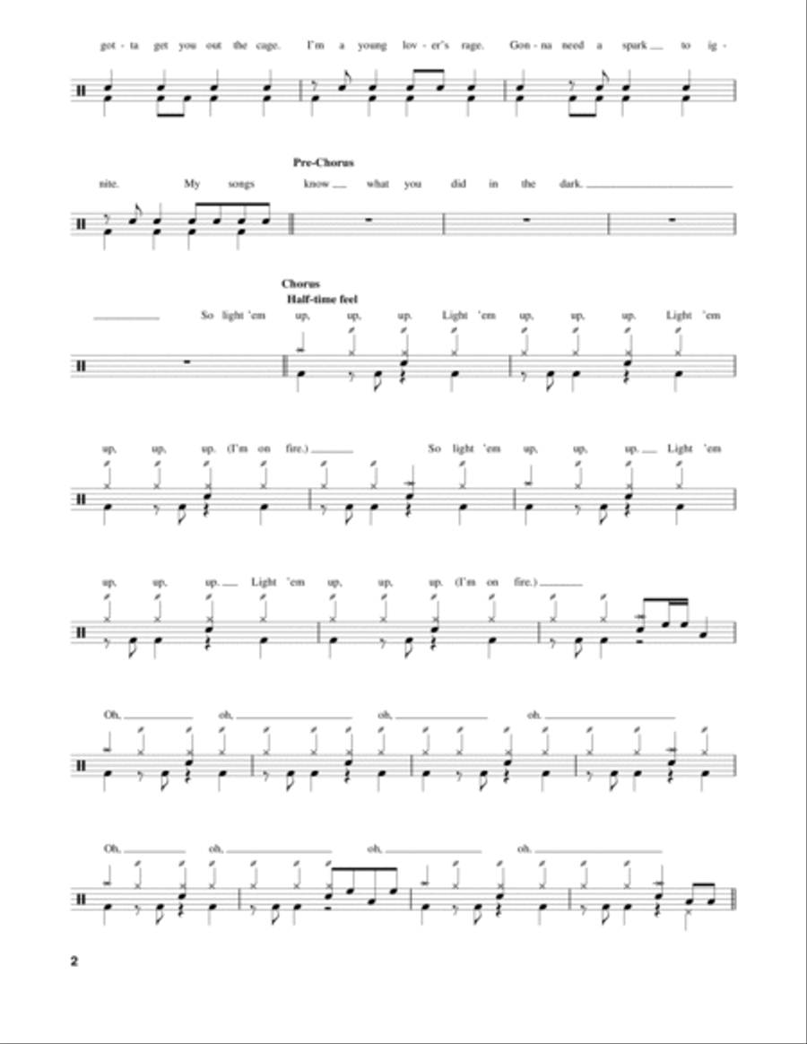 My Songs Know What You Did In The Dark (Light Em Up) Drum Set scores gallery preview page 2