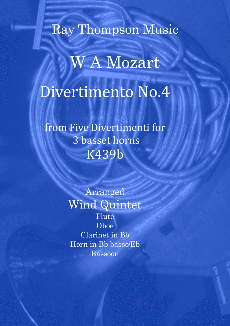 Mozart: Divertimento No.4 from “Five Divertimenti for 3 basset horns” K439b - wind quintet Woodwind Quintet scores gallery preview page 1