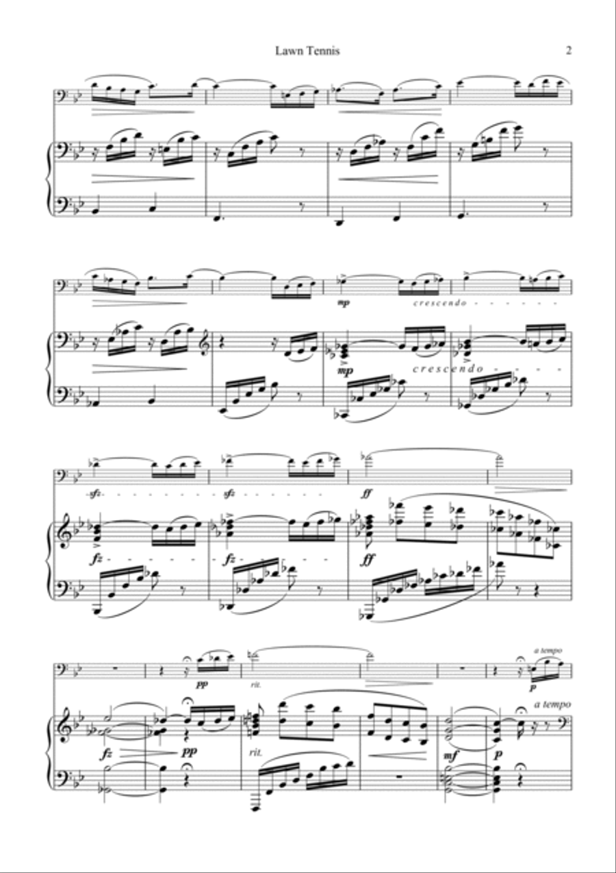 Lawn Tennis for cello and piano Piano scores gallery preview page 3