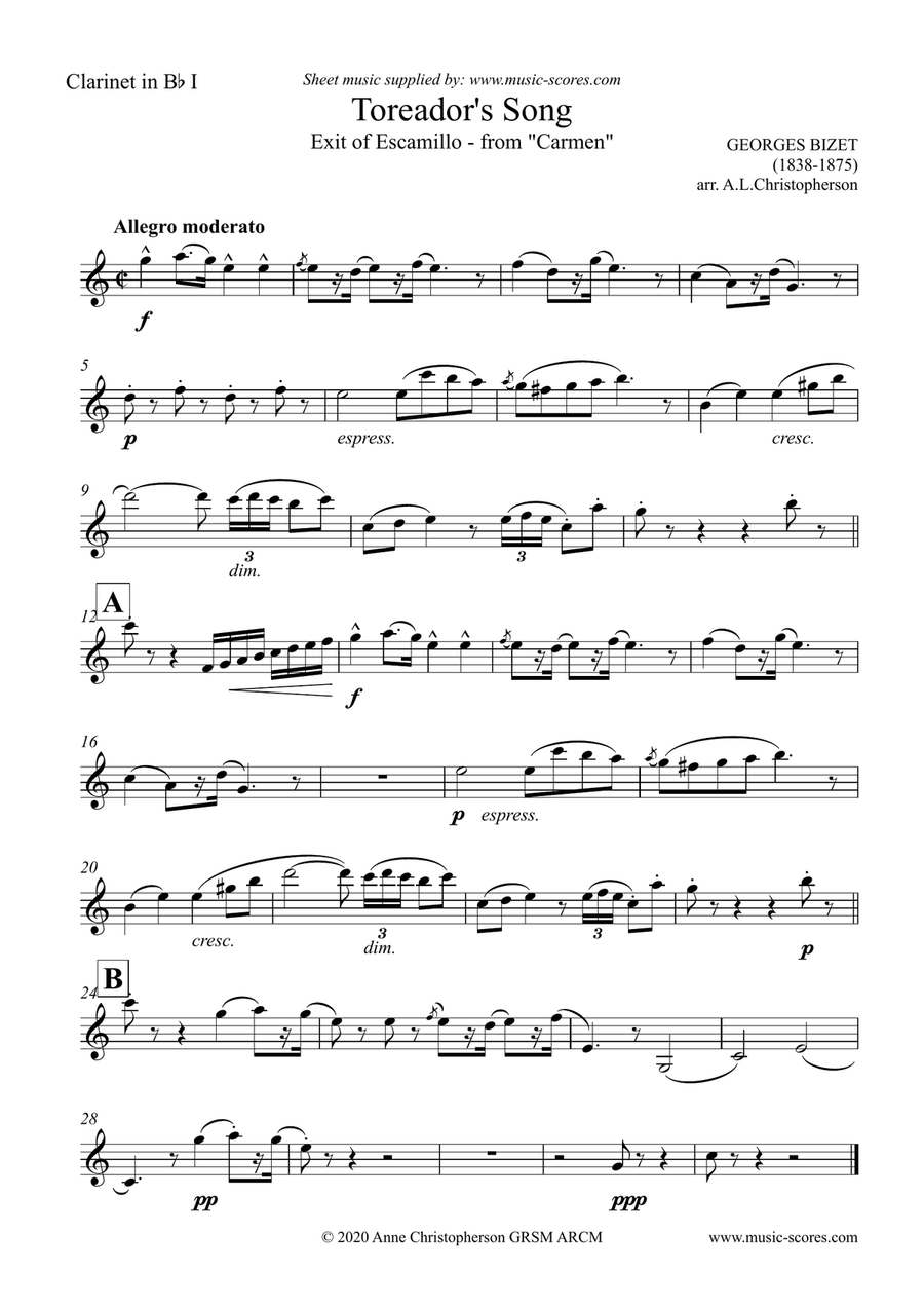 The Toreador Song from Carmen - 3 Clarinets and Bass Clarinet Bass Clarinet scores gallery preview page 4