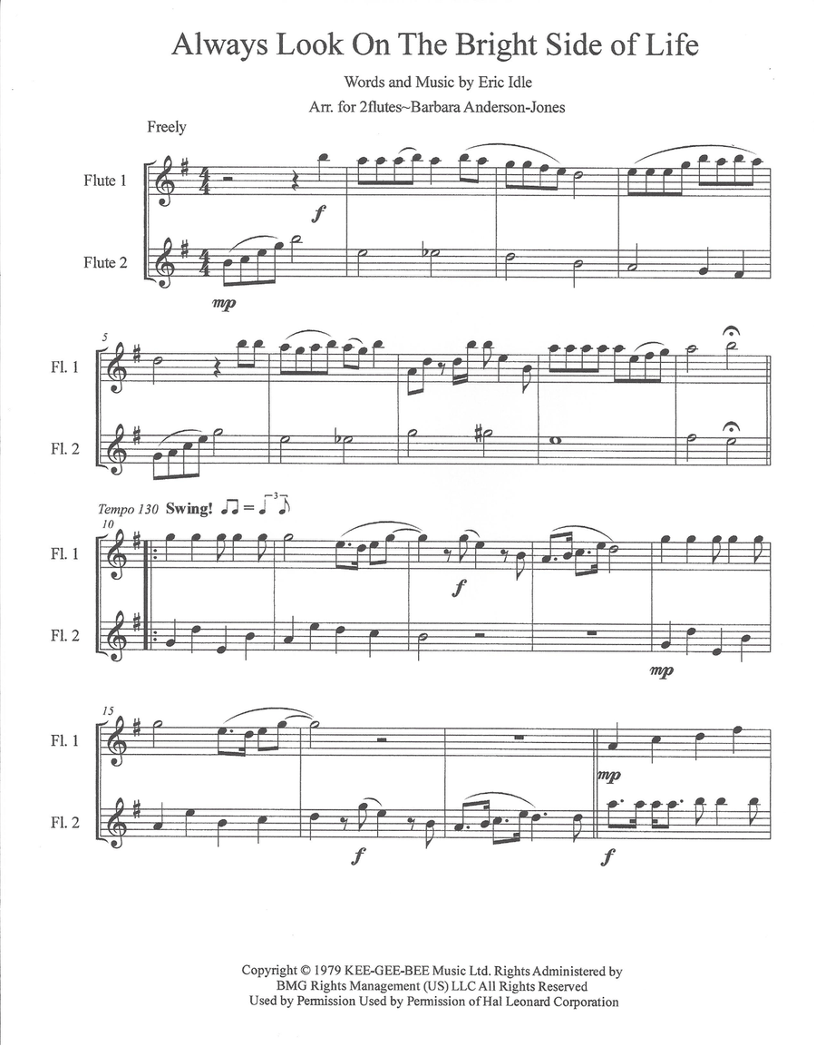 Always Look On The Bright Side Of Life Flute Duet scores gallery preview page 2