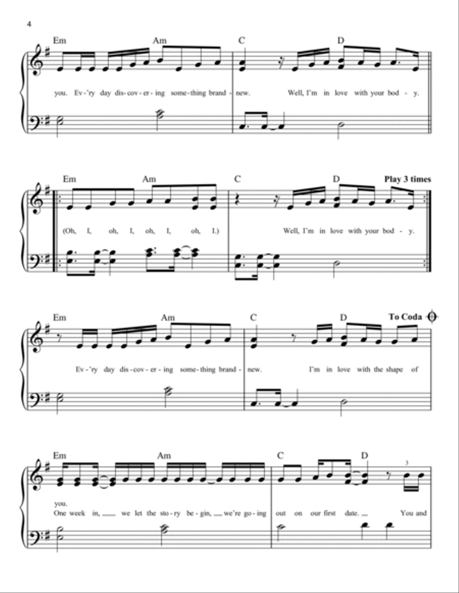 Shape Of You Easy Piano scores gallery preview page 4