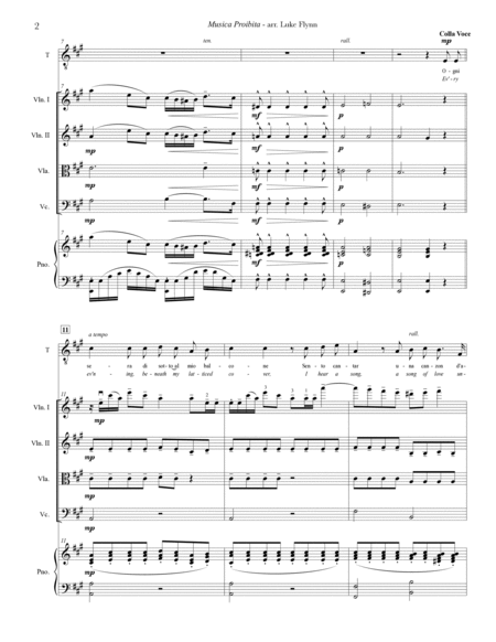 Musica Proibita for Tenor Voice, String Quartet, and Piano image number null