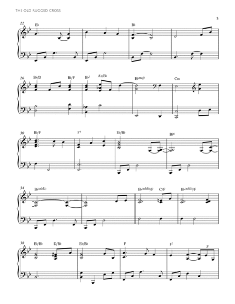 The Old Rugged Cross Piano Solo scores gallery preview page 3