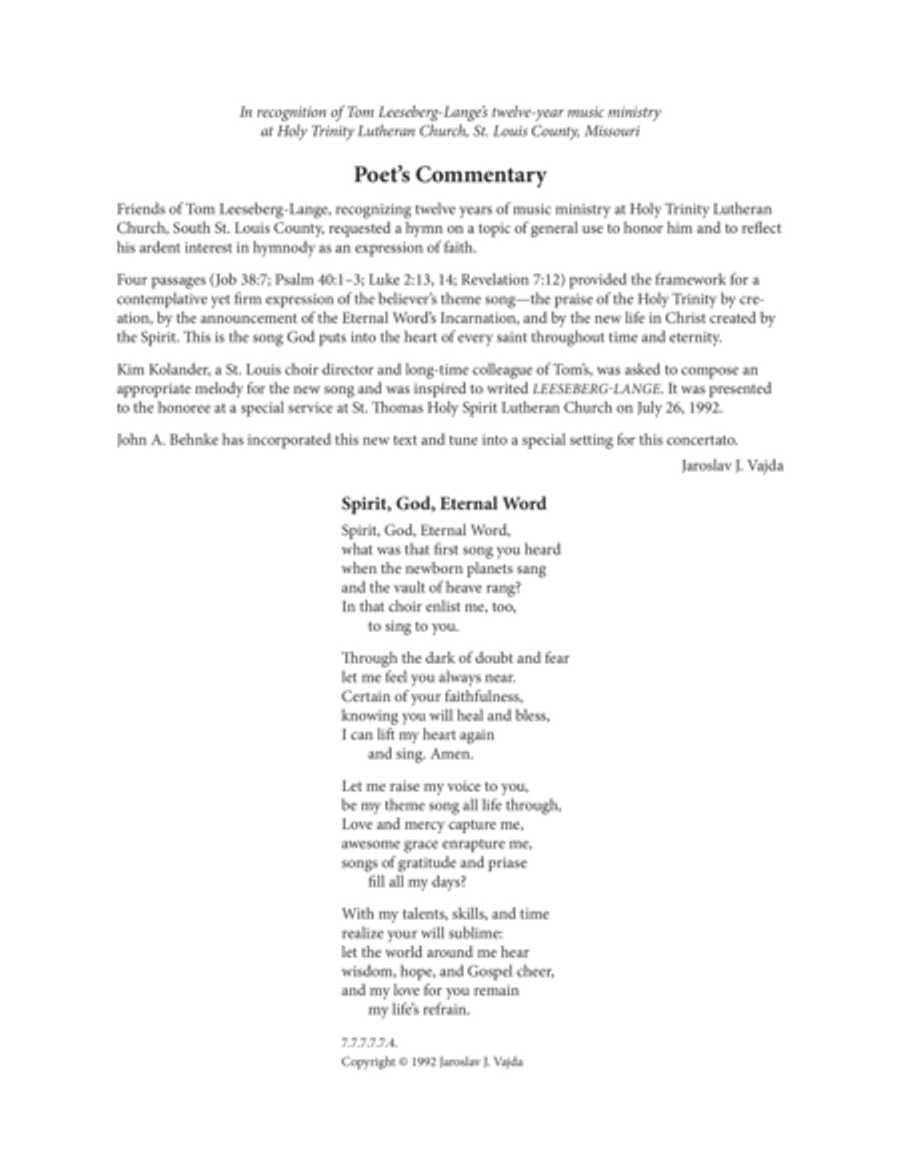 Spirit, God, Eternal Word Choir scores gallery preview page 1