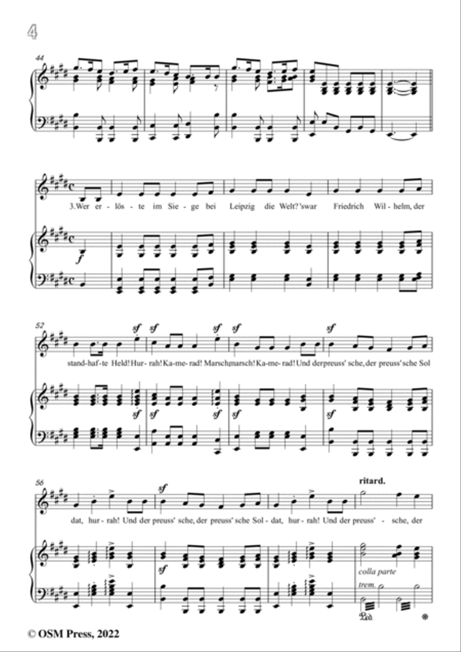 Loewe-Preussisches Hurrahlied,in E Major,for Voice and Piano Voice Solo scores gallery preview page 6