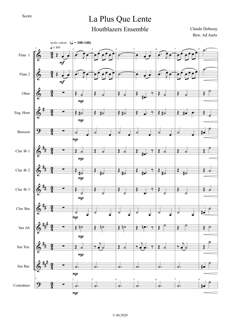 La Plus que Lente Woodwind Ensemble scores gallery preview page 1