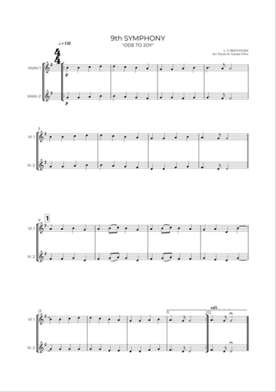 9th SYMPHONY - VIOLIN DUO String Duet scores gallery preview page 2
