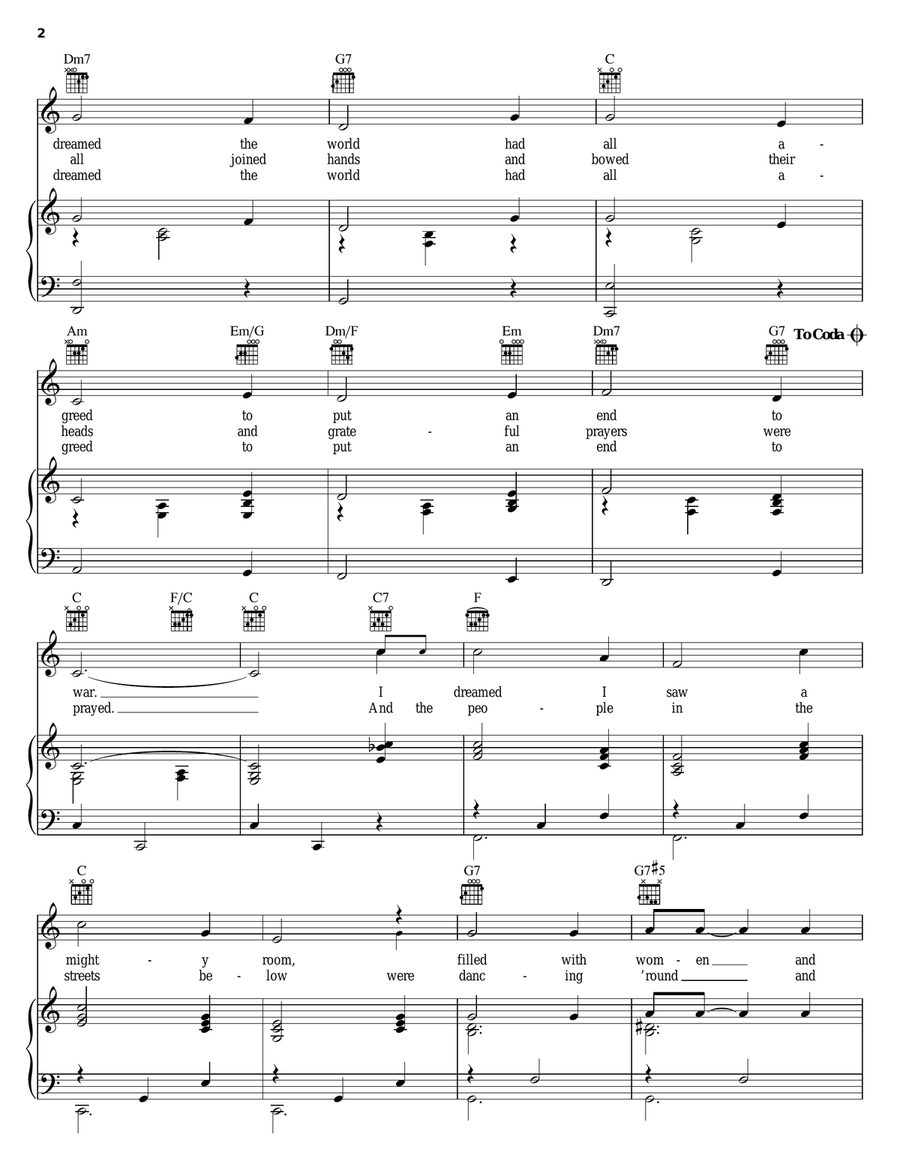 Last Night I Had The Strangest Dream Piano, Vocal, Guitar scores gallery preview page 2