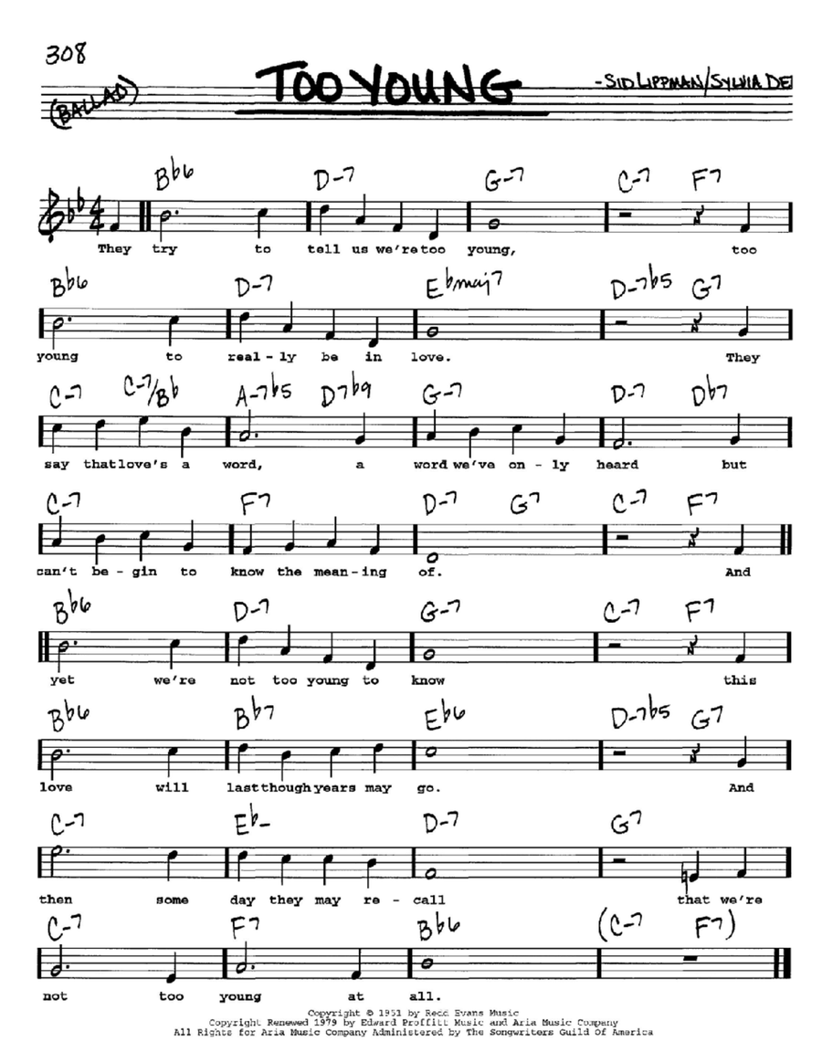 Too Young Too Young High Voice scores gallery preview page 1