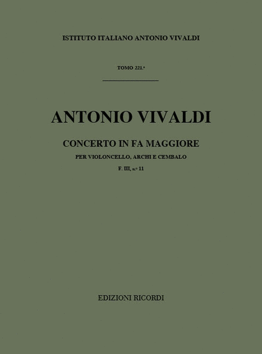 Concerto Per Violoncello, Archi e BC. In Fa Rv 412