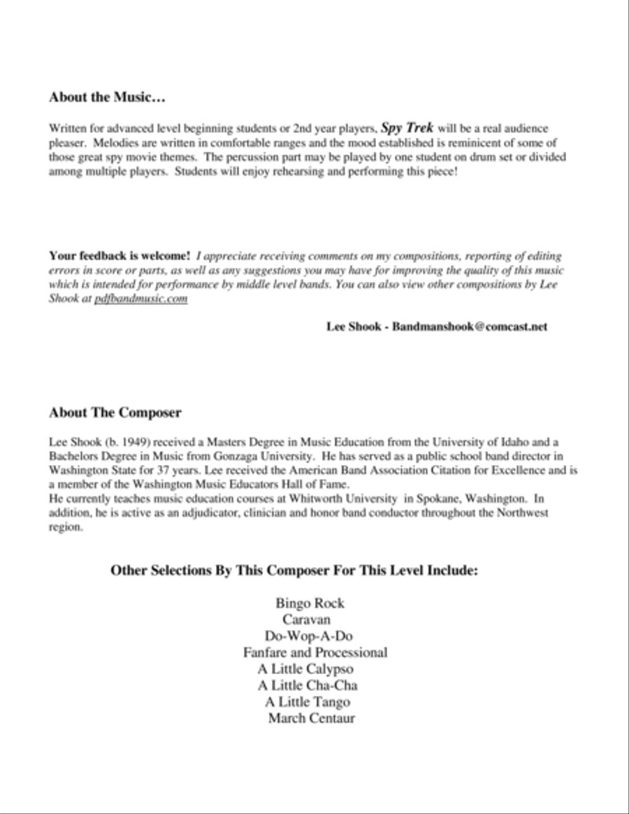 Spy Trek Spy Trek Concert Band scores gallery preview page 3