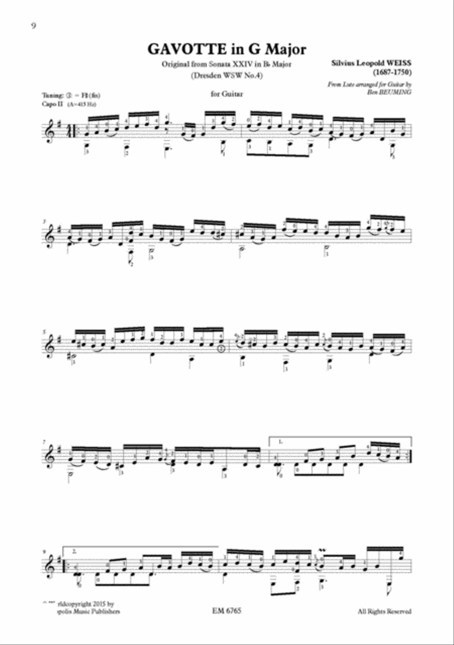 Sonata XXIV (Dresden nr.4) for Solo Guitar