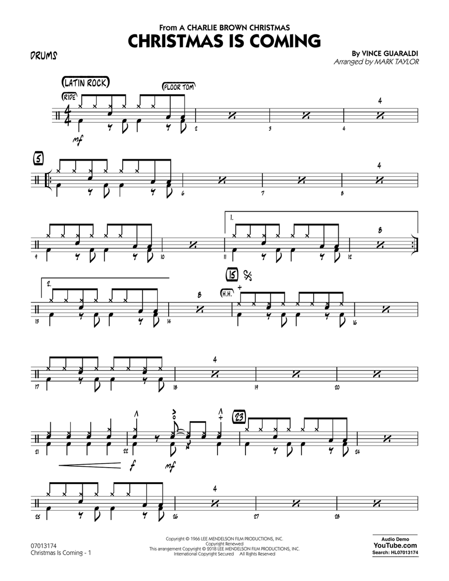 Christmas Is Coming - Drums Jazz Ensemble scores gallery preview page 1