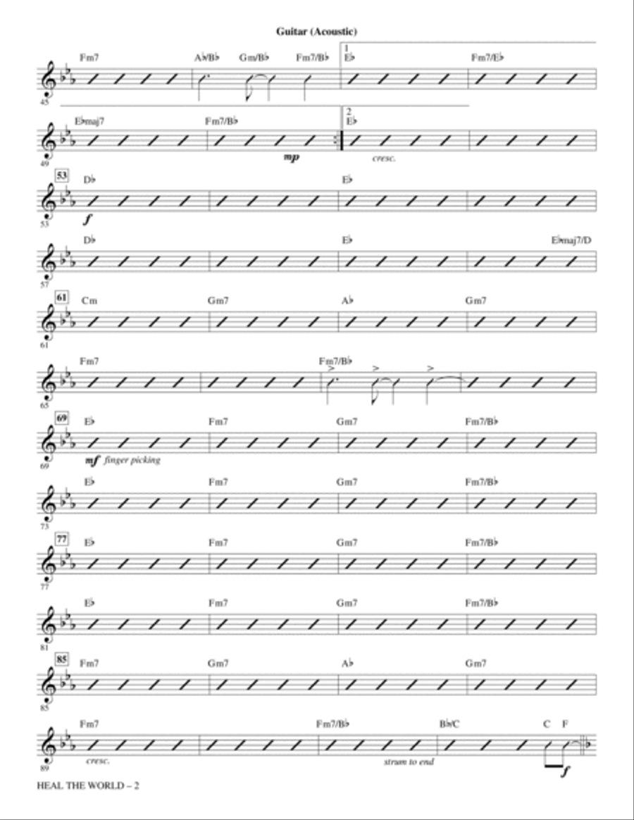 Heal the World (Arr. Mac Huff) - Guitar Choir scores gallery preview page 2