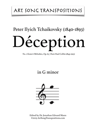 Book cover for TCHAIKOVSKY: Déception, Op. 65 no. 2 (transposed to G minor)