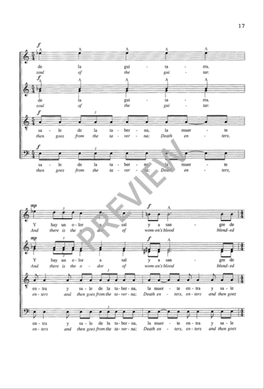 Suite de Lorca (SATB) 4-Part scores gallery preview page 18
