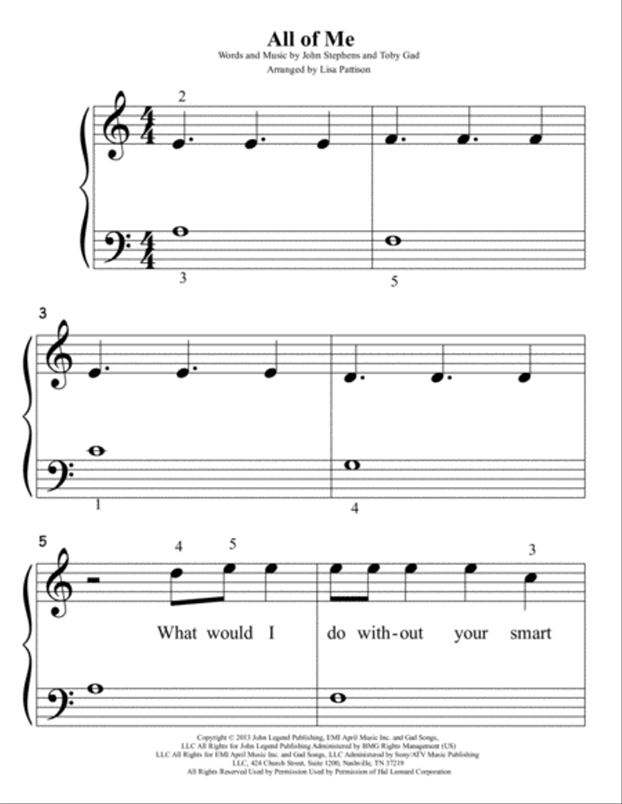 All Of Me Easy Piano scores gallery preview page 1